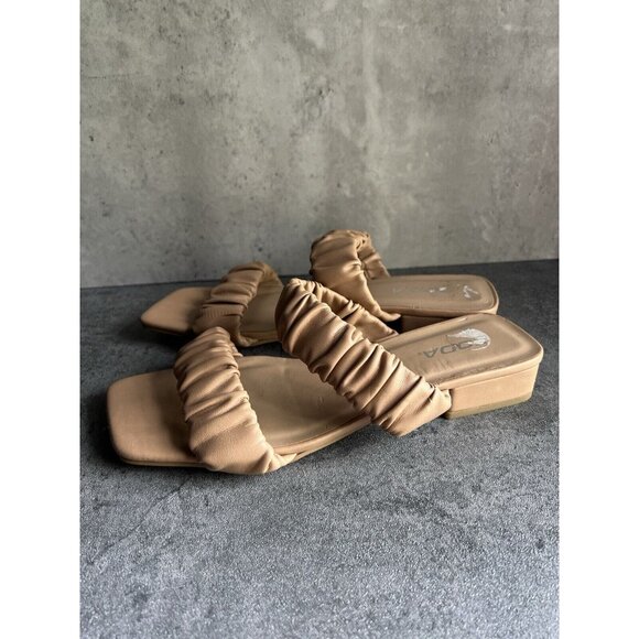 SODA Scrunch Square Toe Womens Nude Block Heel Sandals Size 7.5 - Picture 8 of 12